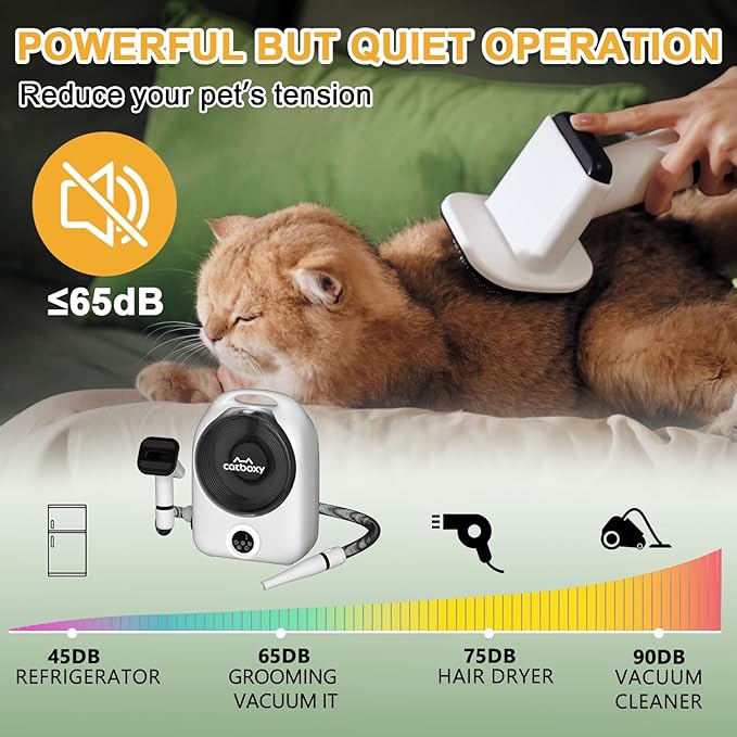 Dog Grooming Vacuum Kit,Cat Dog Hair Dryer Groomer,Pro Pet Hair Remover with Brush,Detangle,Deshed,Clean,Dry Attachments,Negative Ion Constant Temperature Fast Drying,10000Pa Pet Vacuum-White