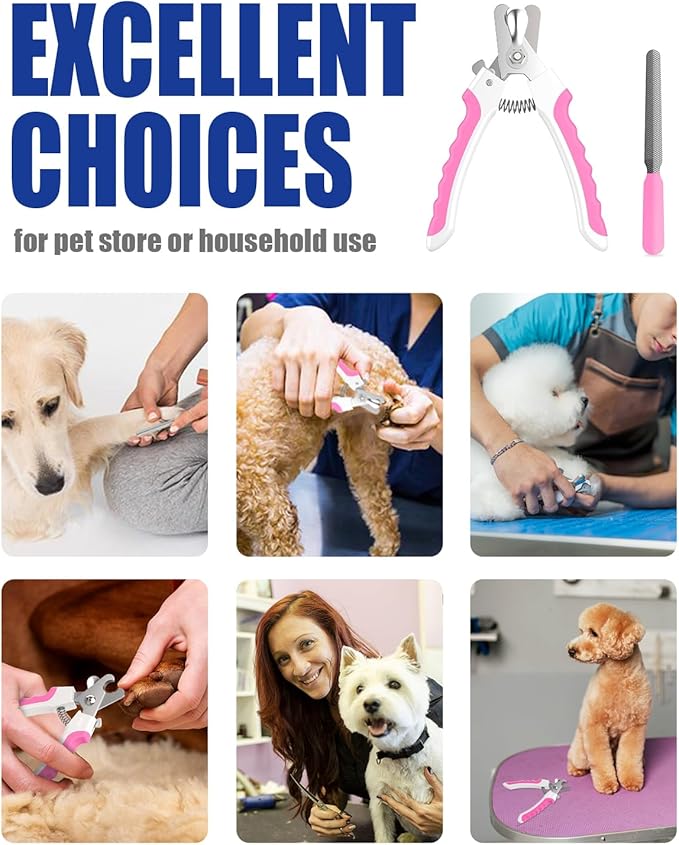 WePet Dog Nail Clippers U10.1, Dog Nail Trimmer Large Breed with Quick Sensor, Razor Sharp Blade Professional Pet Nail Clipper with Safety Guard and Nail File, Rose Pink