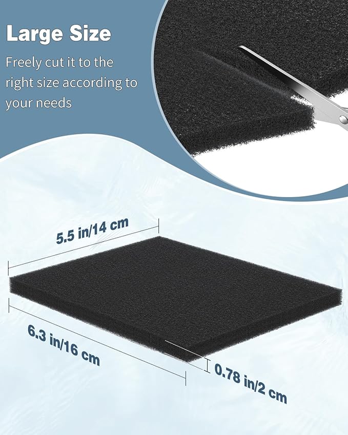 Pawfly 4 Pack Aquarium Bio Sponge Filter Media Pad, Filter Foam Sponge Pads Cut-to-Size Foam for Fish Tank Filters Sumps Ponds Hydroponics, 6.3" x 5.5" x 0.78"