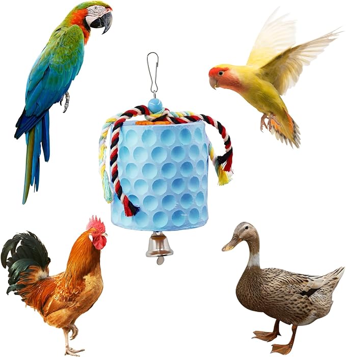 Bird Beak Grinding Stone, KABASI Parrot Chew Toys Calcium Stone with Bells, Chicken Coop Accessories, Cage Toys for Cockatiel Parakeet Budgies Hamster Chinchilla Rabbit African Grey Chick Poultry