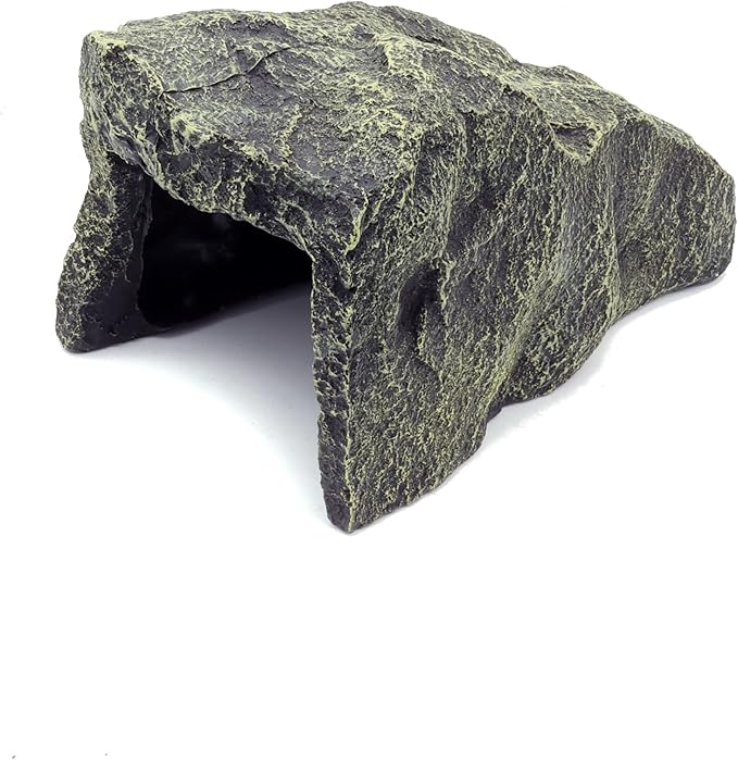JIHAQUA Reptile Hide Medium Rock Snake Hide Cave Hideout Terrarium Habitat Decor Ornament Bearded Dragon Tank Accessories