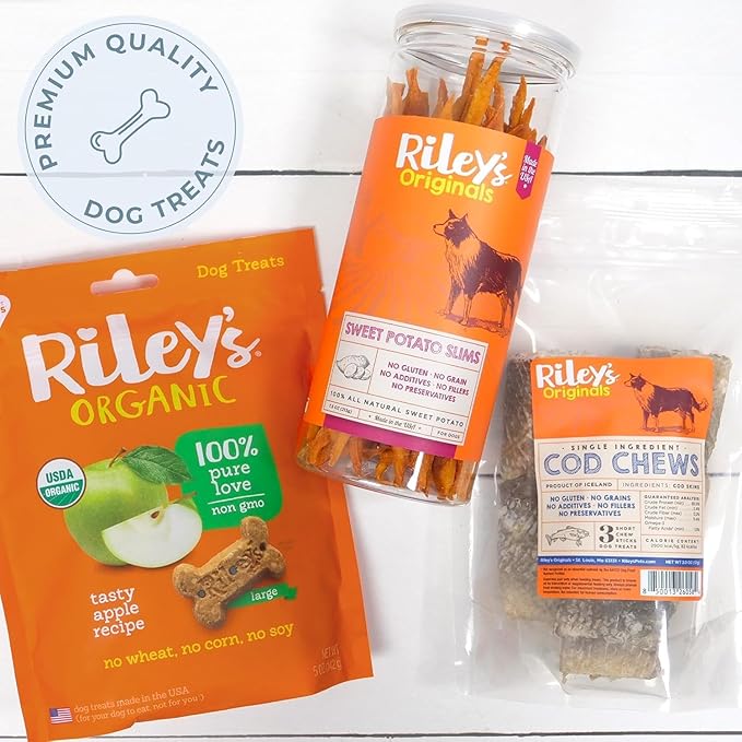 Riley's Slims Dried Sweet Potato Dog Treats - Dehydrated Chews for Dogs - Single Ingredient USA Sourced Made in The USA - 7.5 oz