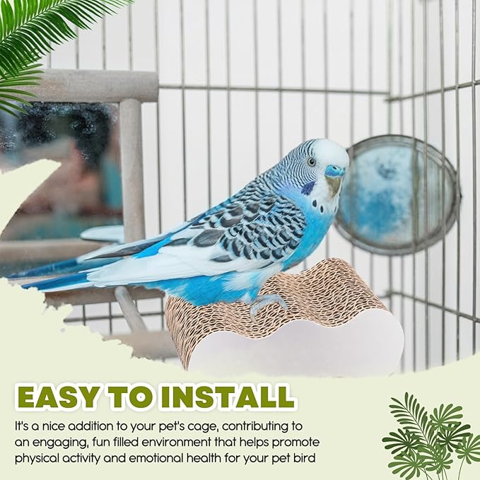 2-Piece Bird Platforms for Macaws, Small Parakeets, Conures, Budgies; Brown Corrugated Paper; Bird Perch, Chew Toy, & Playground