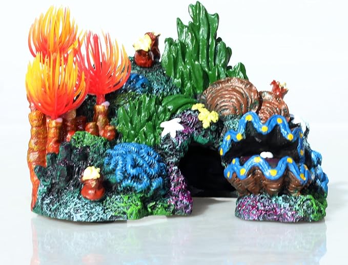 Fish Tank Decoration - Coral Aquarium Decoration Simulation - Fighting Fish Dodge Cave Betalie Fish Colorful Coral Mountain (Small)