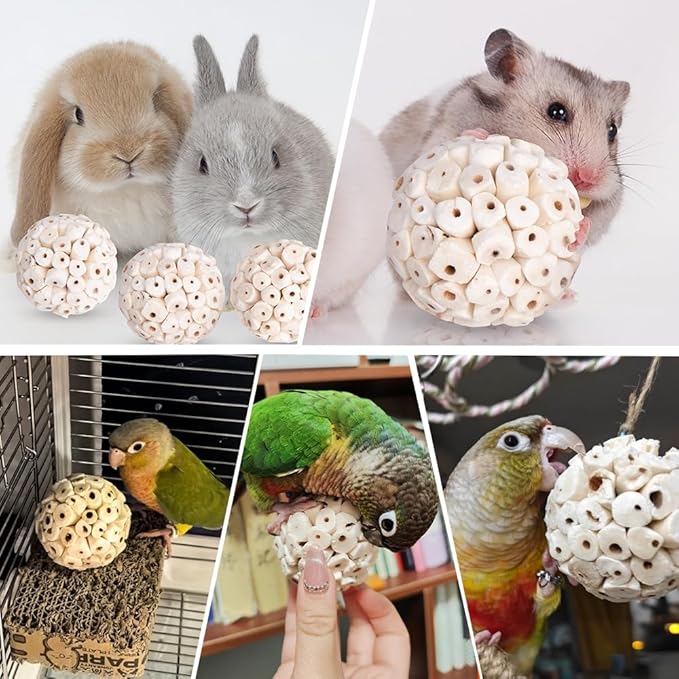 9 Pack Bird Toy Sola Balls, Natural Parrot Soft Chew Shredding & Foraging Toy, Bird Foot Balls for Cockatiel Conure Quaker Budgie Parakeet Bunny Guinea Pig Chinchilla Rabbit