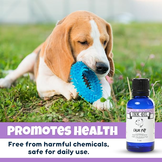 Pup Oils - Ink Oil | Dog Calming Supplement | Pet Health Vitamins Supplies| Liquid Drops | Anxiety Relief Oil | Aromatherapy Treatment | Vitamin Oils for Dogs
