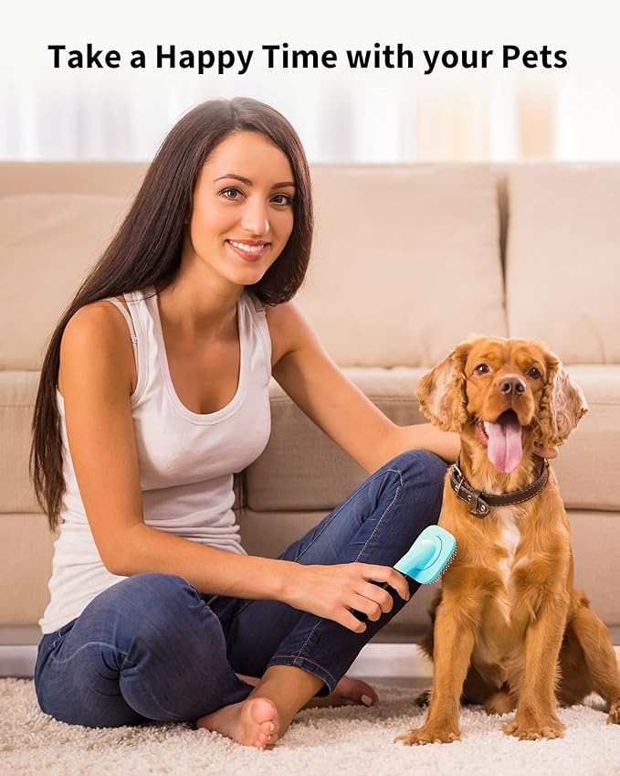 Glendan Dog Brush & Cat Brush- Slicker Pet Grooming Brush- Shedding Grooming Tools(Blue)