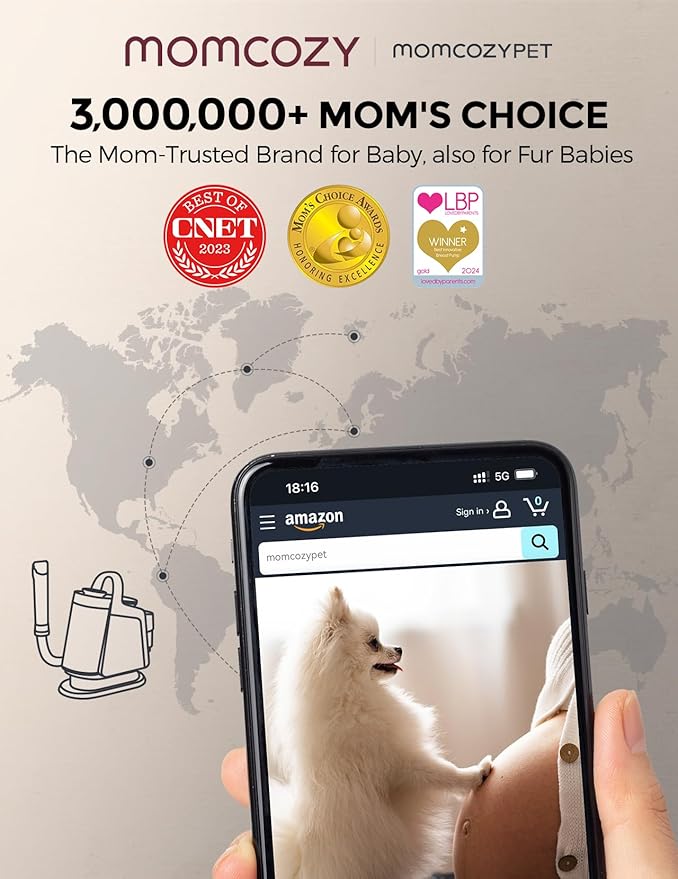 Dog Grooming Kit, FurEase Dog Grooming Vacuum with Dog Clippers for Grooming, 13000Pa Powerful Dog Vacuum for Shedding Grooming with 5 Pet Grooming Tools (Iron Gray, 2.5 Liter Canister)