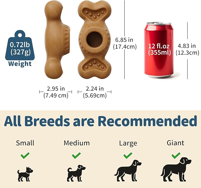 Enrichment Dog Treat Toys - Frozen Dog Treat Dispensing Chew Toy for Aggressive Chewers to Keep Them Busy, Ice Cream Holder Freeze Bone with Mold Cups, Fillable Cognitive Licking Toy, Brown