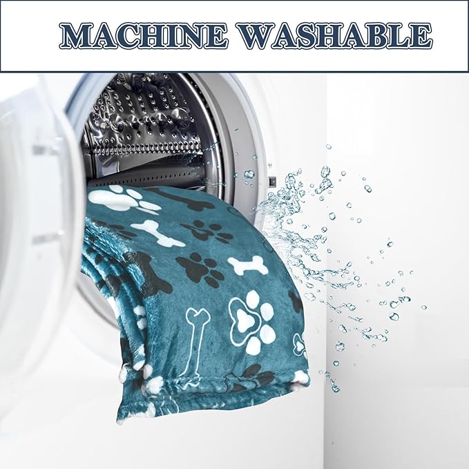 Dog Blanket,Super Soft Fluffy Premium Fleece Pet Puppy Blanket for Large Medium Dog Cat Mat Cover for Bed Couch,Reversible Cow Print,Turquoise,(41 x 31 Inch)