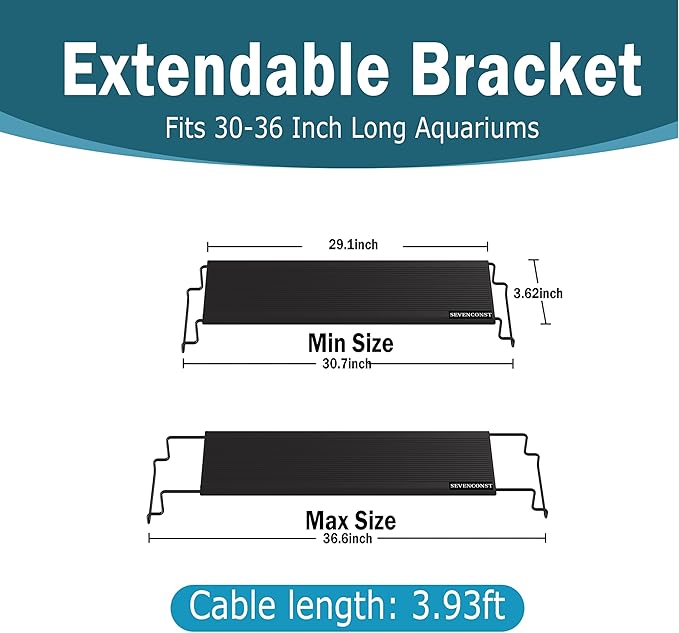 LED Aquarium Light, 24/7 Mode IP68 for Plants-Full Spectrum Fish Tank Light, 30-36 Inch, Sunrise-Daylight-Moonlight, White Blue Red Green Pink LEDs with Extendable Brackets for Freshwater
