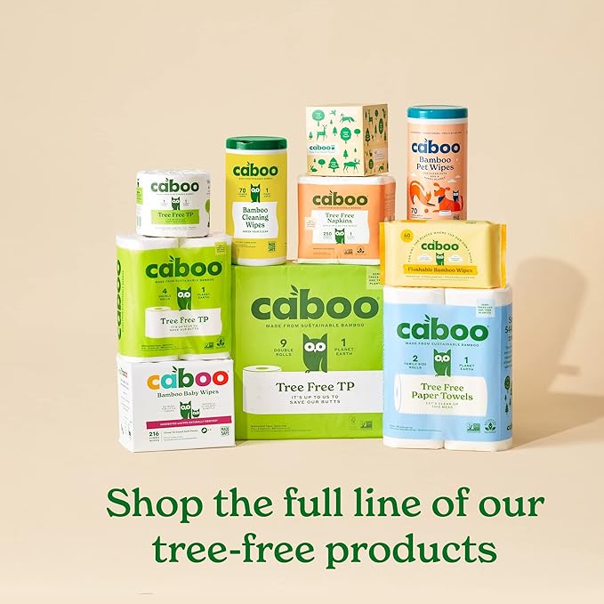 Caboo Tree Free Pet Wipes for Dogs & Cats, Natural, Deodorizing, Hypoallergenic Cleaning Wipes for Eyes, Ears, Paws, & Face (Unscented, 2 Canisters, Total of 140 Jumbo Wipe)