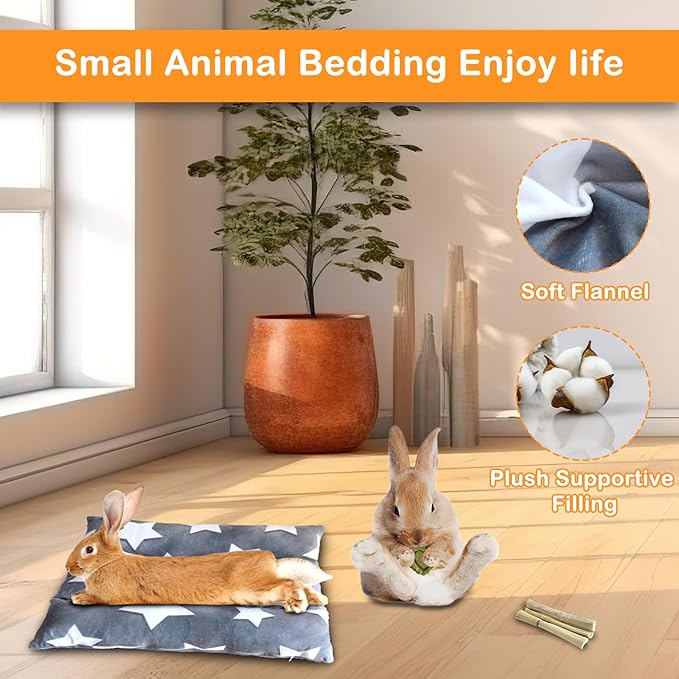 16.5 X 18in Removable and Washable Soft Rabbit Bed, Thickened and Softer Bunny Bed, Double-Sided Plush Rabbit Beds,Rabbits Concave Bed,Small Beds for Animals Indoor,Gray