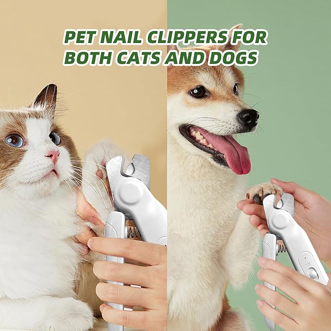 Dog Nail Clippers & Grinder 2 in 1,Electric Pet Nail Trimmer with 2 LED Light,Quiet Sharp Electric Nail Grinder Rechargeable for Large,Medium,Small Dogs & Cats