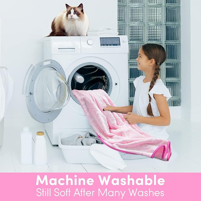 Premium Soft Dog Blankets for Large Dogs, Large Cat Blanket Calming Washable for Bed Couch Protection Cover, Dog Essentials for Large Dog, 66 * 82 inches, Pink