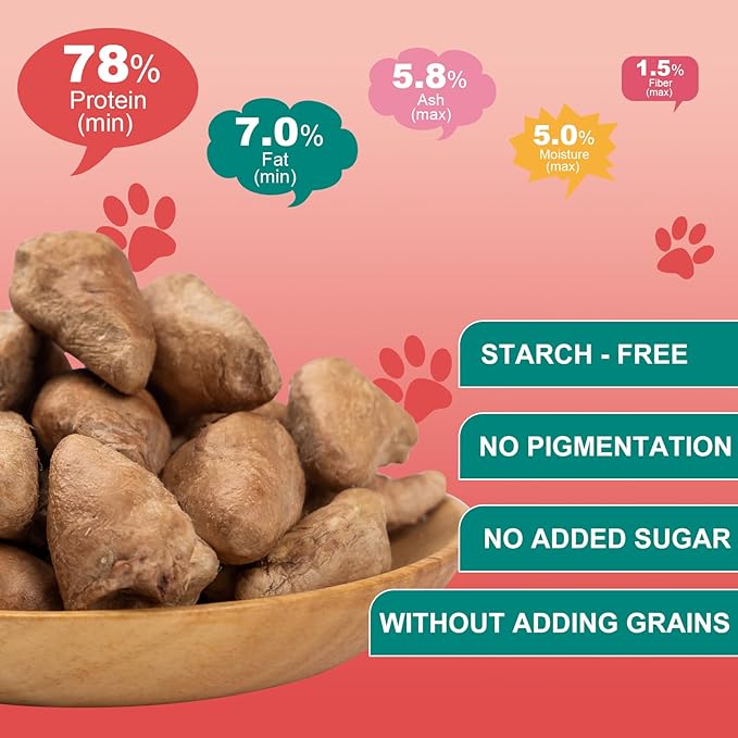Chicken Hearts Dog Treats - Freeze Dried Chicken Heart Cat Treats Single Ingredient All Natural High Protein Pet Treats(3.5OZ)