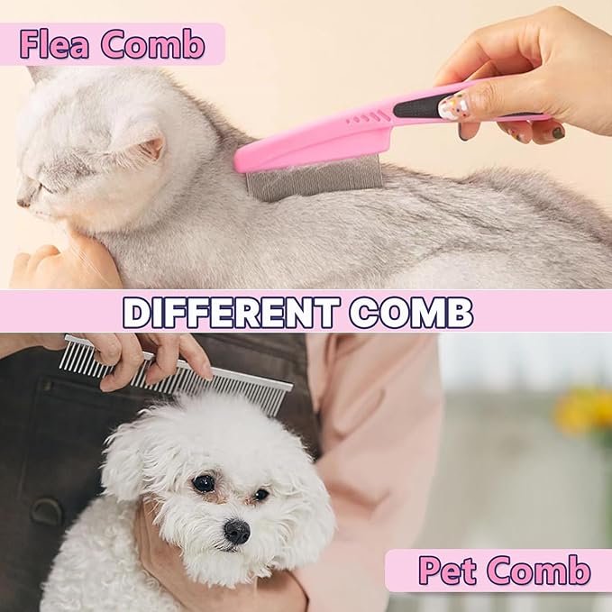 Dog Brush Dog Grooming Kit 7PCS Dog Brush for Shedding-Dog Brushes for Grooming, Dematting Comb for Dogs, Cat & Dog Nail Clipper with Nail File, Flea Comb, Pet Comb, Dog Bath Brush-Pink