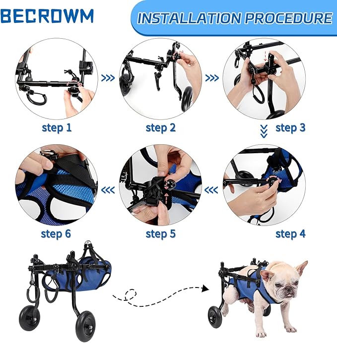 Dog Wheelchair for Back Legs Adjustable Dog Wheelchairs with 2 Wheels Pet Doggy Wheelchairs with Disabled Hind Legs Walking-Dog Leg Brace and Hip Support, Light Weight