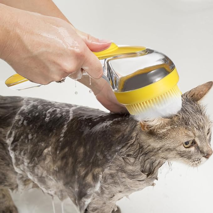 Sosoport Dog Bath Brush Cat Brush Dog Shower Brush Cat Massage Brush Pet Grooming Brush Dog Scrubber Brush With Soap Dispenser