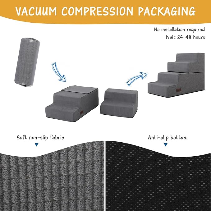 Dog Stairs for High Bed,4 Steps Pet Stairs for Small Dogs and Cats,Anti-Slip Removable Dog Steps for Bed,Bed Stairs for Dog