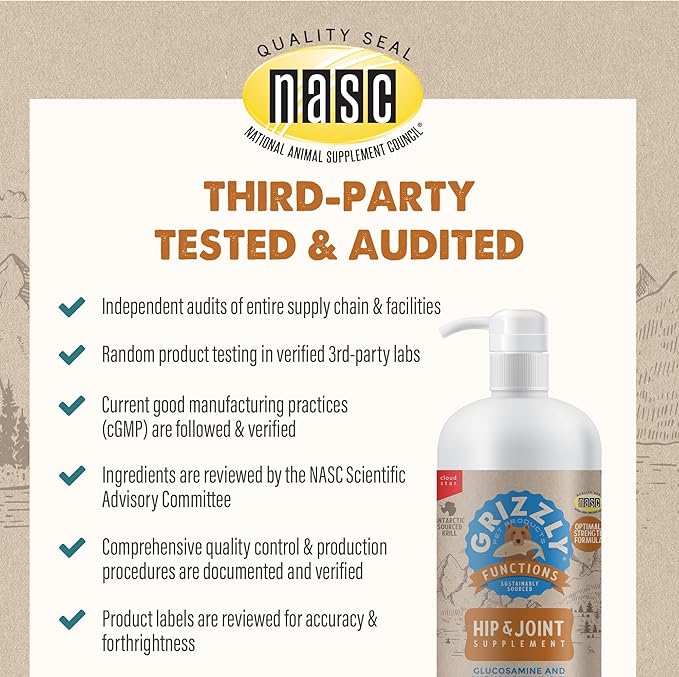 Grizzly Pet Products Joint Aid Liquid Hip and Joint Health Supplement Product for Dogs and Cats, 32 Ounce