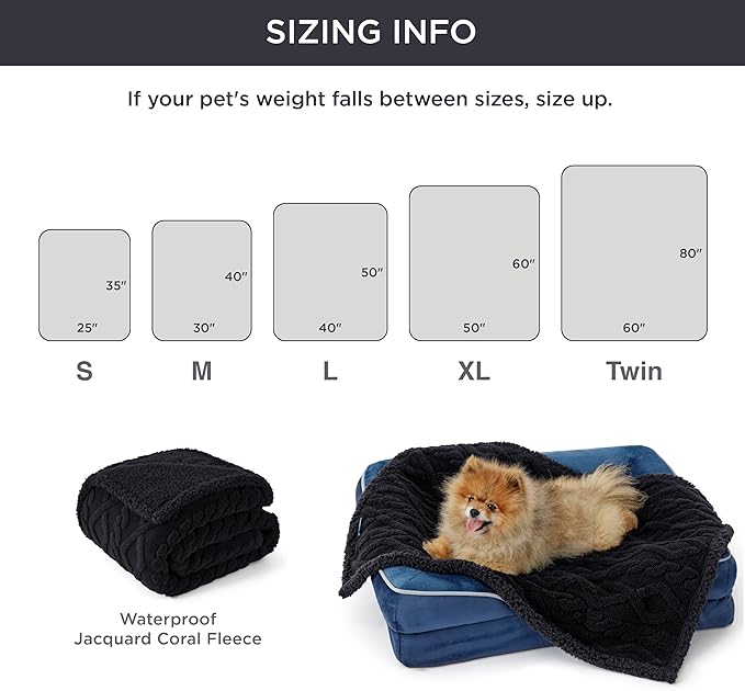 Bedsure Waterproof Dog Blankets for Large Dogs - Pet Blanket for Bed Couch Protector Washable, Premium Jacquard Coral Fleece Cat Throw Blanket, Soft Plush Reversible Furniture Protection, 60x80, Black