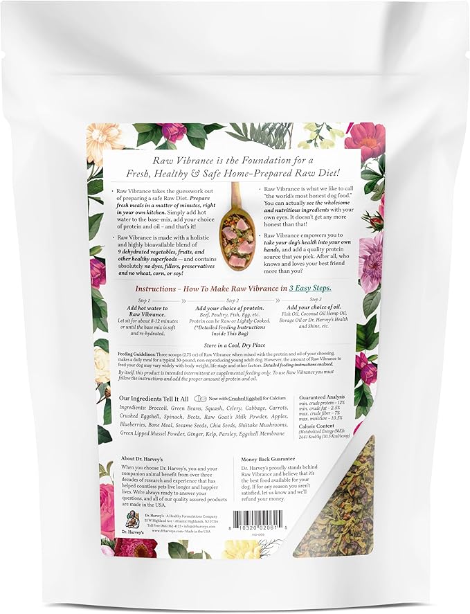 Dr. Harvey's Raw Vibrance Grain Free Dehydrated Foundation for Raw Diet Dog Food (6 Pounds)