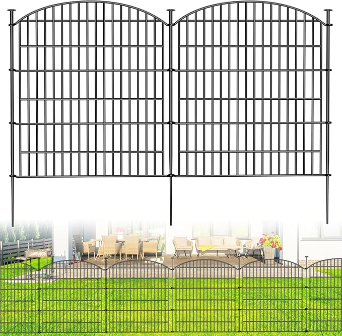 15 Panels Decorative Garden Fence - 32 in (H) x 35.4 ft (L) No Dig Dog Fence Outdoor for Yard, Rustproof Tall Garden Fencecing Panels, Animal Barrier Suitable for Yard Border, Patio, and Outdoor Use