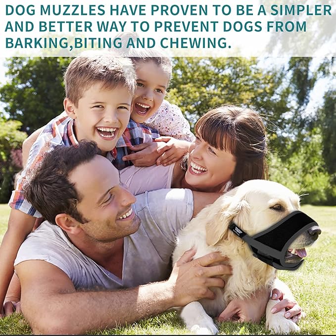 Dog Muzzle for Medium Dogs, Dog Muzzle for Large Dogs Biting, Soft Nylon Muzzle Anti Biting Barking Chewing,Air Mesh Breathable Drinkable Adjustable Pet Muzzle for Medium Large Dogs L Black