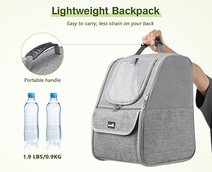 Pecute Cat Backpack Carrier, Small Dog Backpack Carrier, Pet Backpack Carrier for Cats Dogs Puppy Kitten, Cat Carrier Bag Carrying for Travel Hiking Bike Riding Walking Outdoor,Light Gray