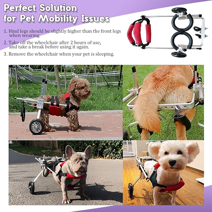 Dog Wheelchair for Back Legs Large Dog Carts with Wheels Adjustable Wheelchair for Dogs with Disabled Hind Legs Walking, with 4PCS Rear Leg Protection Pads (L)