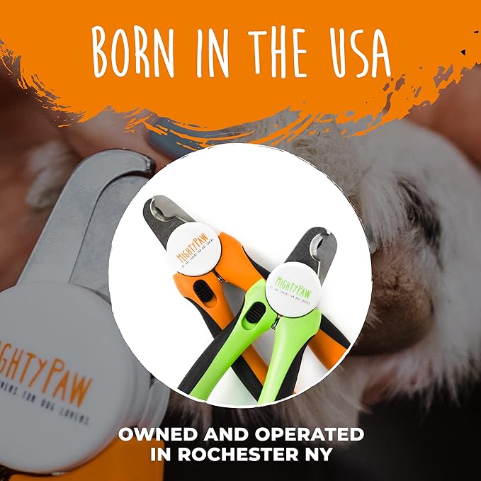 Mighty Paw Dog Nail Clippers - Dog Claw Clippers - Pet Claw Trimming and Grooming Set - Built-in Safety Guard - Sharp Stainless Steel Blade - Ergonomic Handle - Nail Trimmer - Paw Trimmer (Orange)