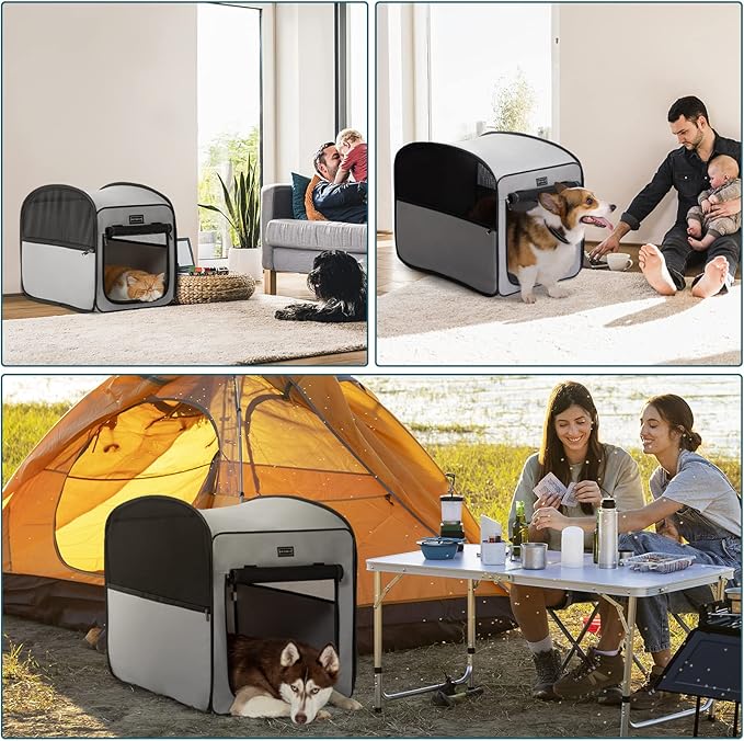 Petsfit Portable Dog Crateï¼_op Up Dog Crate for Medium Dogsï¼_aterproof Pet Cage Dog Kennel for Indoor/Outdoorï¼_ightweight Dog Carrier for Travellingï¼_rey