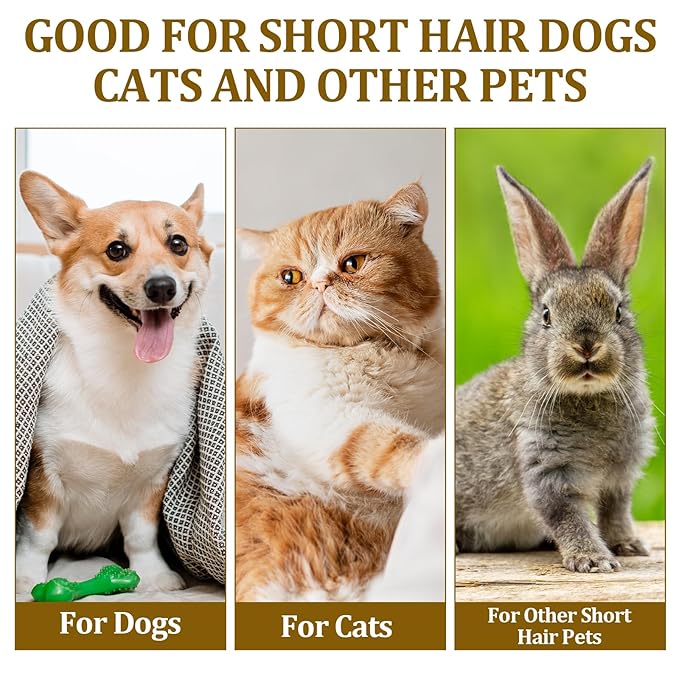 Natural Soft Boar Bristle Pet Brush Palm Sleek Dog Cat Brush for Short Haired Pets Gentle Elastic Band Non Slip Grip Handle for Daily Grooming Shower Bath Massage Shedding Detangling