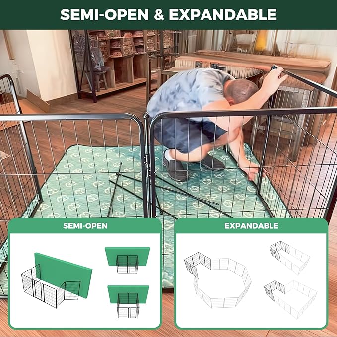 FXW Homeplus Dog Playpen for Indoor Use - Stress-Free and Safe Play, Heavy Duty 45 Inch 6 Panels Dog Pen for Large Dogs, Black_atented