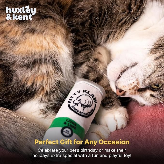 Huxley & Kent Plush Cat Toy - Interactive Catnip Toy for Cats & Kittens - Soft Kitty Toy with Crinkle & Catnip - Fun Indoor Play Toy - Kitty Klaw Licks & Lime