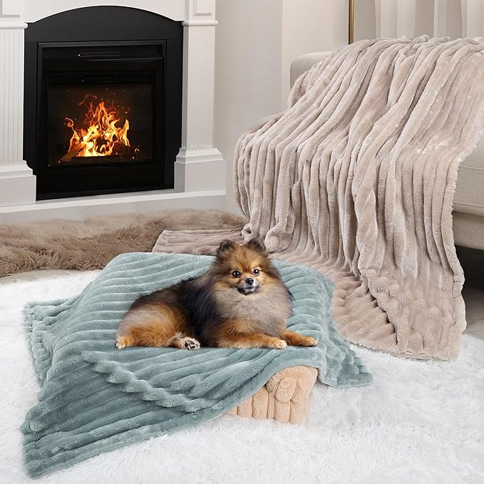 Waterproof Dog Blanket, Soft Fleece Blanket for Couch Protector, Reversible Pet Blankets Furniture Protector Cover for Small Medium Large Dogs Cats (Green, 30"x40")