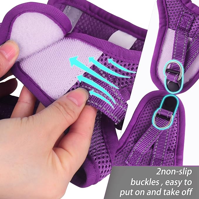 Dog Harness for Small Dogs, Small Dog Harness and Leash Set, Honeycomb Grid, Reflective Lightweight Harness & Anti-Twist Pet Lead,Dog Harness(Multi Color, Size: XS-S-M) (XS, Purple)