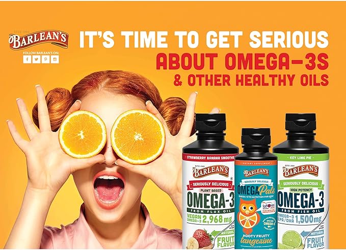 Barlean's Lemon Creme Omega 3 Fish Oil Supplements - 1080mg of EPA/DHA for Brain, Heart, Joint, & Immune Health - All-Natural Fruit Flavor, Non GMO, Gluten Free - 8-Ounce