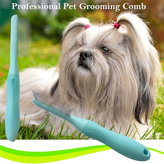 Pet Brush Brush for grooming Dogs and Cats Cat Comb for Matted Hair Dog Comb, Cat Comb Effective Detangling of Matted Fur and Knots - Green
