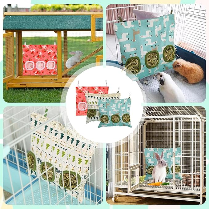 3 Pcs Rabbit Hay Feeders, The Suspended Three-Hole Guinea Pig Hay Feeder, are Widely Applicable to Animals Such as Rabbits, Guinea Pigs, Chinchillas, Hamsters