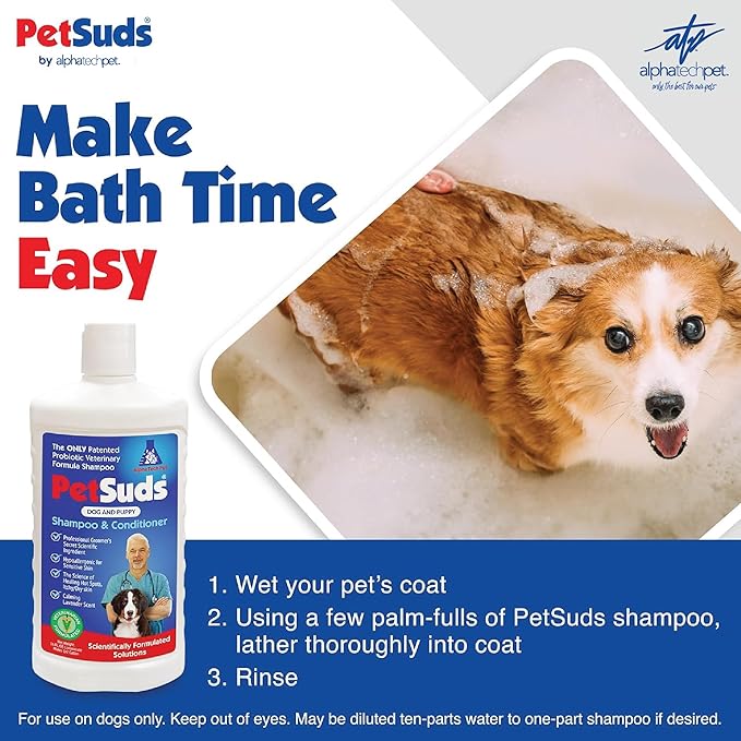 KennelSol 1-Step Kennel Cleaner 1 Pint and PetSuds Probiotic Shampoo and Conditioner for Dogs 16 oz Lavender Scented Bundle