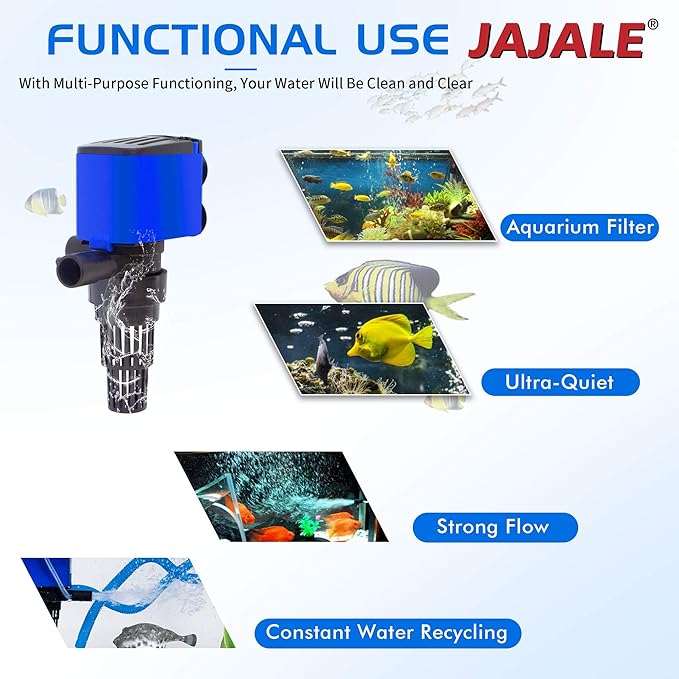 210 GPH Powerhead Submersible Pump - 3 in 1 Aquarium Fish Tank Pump with Oxygenation, Filtration & Water Cycling, 3.3 ft max lift, 15W - 5 Pack