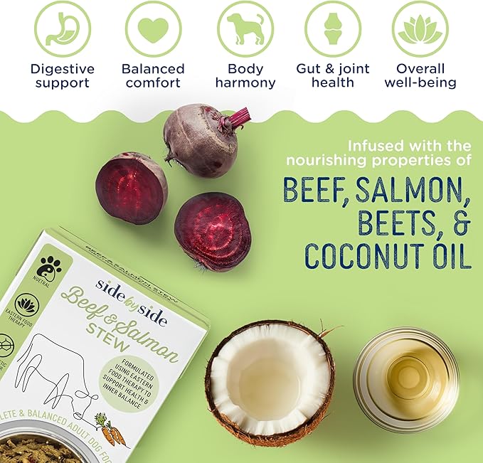 Side by Side Chicken & Lamb | Beef & Salmon Stew - Wet Dog Food & Dog Food Topper for All Breeds - Made with Nutrients & Whole Raw Ingredients - No Artificial Additives or Fillers (12.5 oz, 6-Pack)