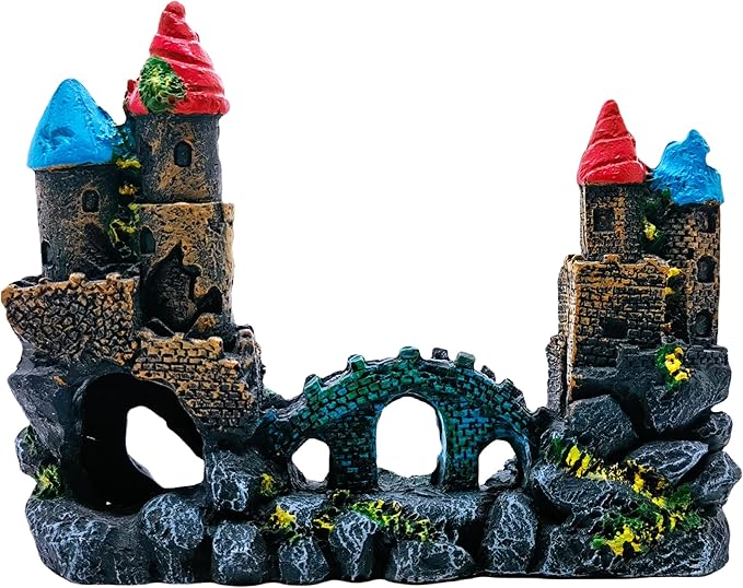 M2cbridge Antique Roman Column Ruins European Castle Aquarium Decorations Fish Tank Hideout Rocks (Medium Castle)