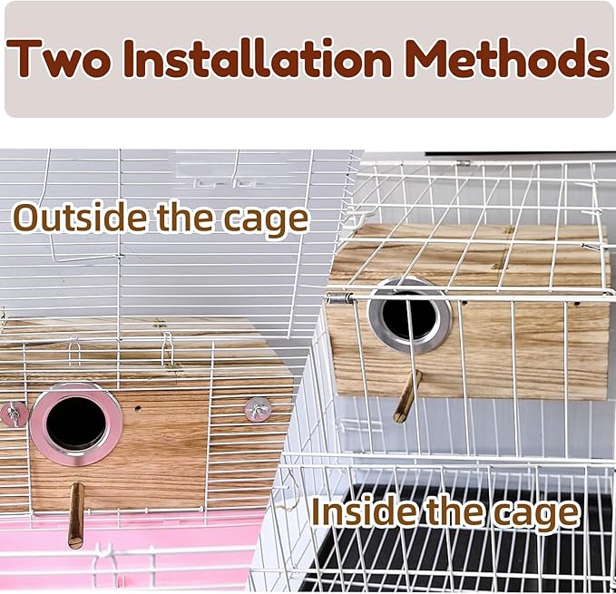 Tfwadmx Cockatiel Nesting Box Bird Nest Box Wood Bird House for Cage Parrot Breeding Boxes for Conures and Other Medium Sized Birds 13.4" x 7.5" x 6.7"