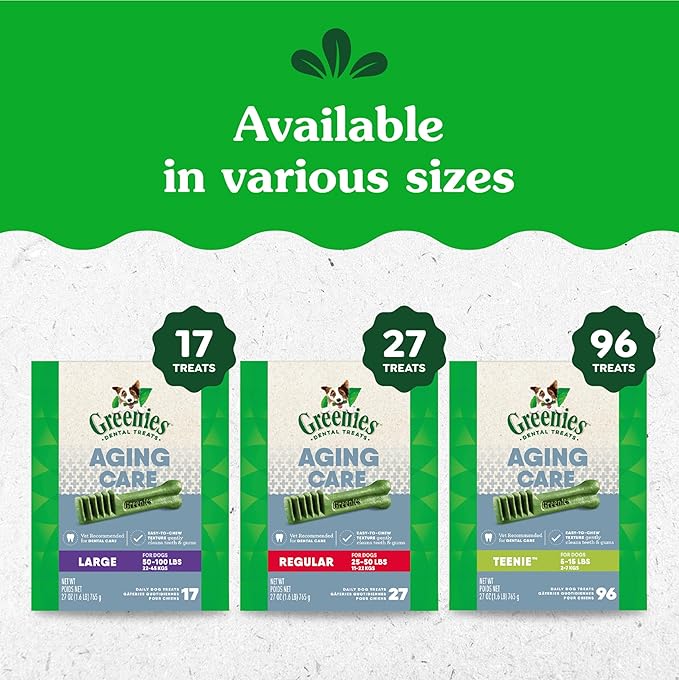 Greenies Aging Care Petite Dental Dog Treats, 27 oz. Pack (45 Treats)