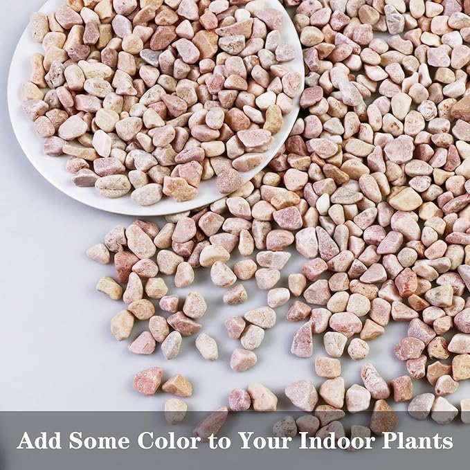 5lb Polished Pebbles Pea Silica Gravel River Rocks,Decorative Silica Gravel Ideal for Fish Tank, Vases, Succulents, Home Decor and Garden Landscaping, Peach Silica Gravel