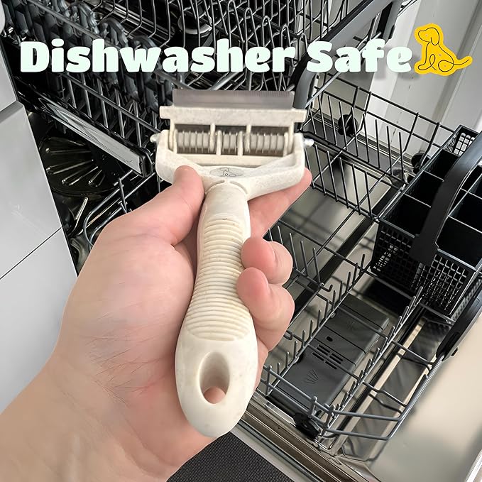 3 in 1 biodegradable Dog and Cat grooming tool for shedding and dematting easy to use and clean, Beige