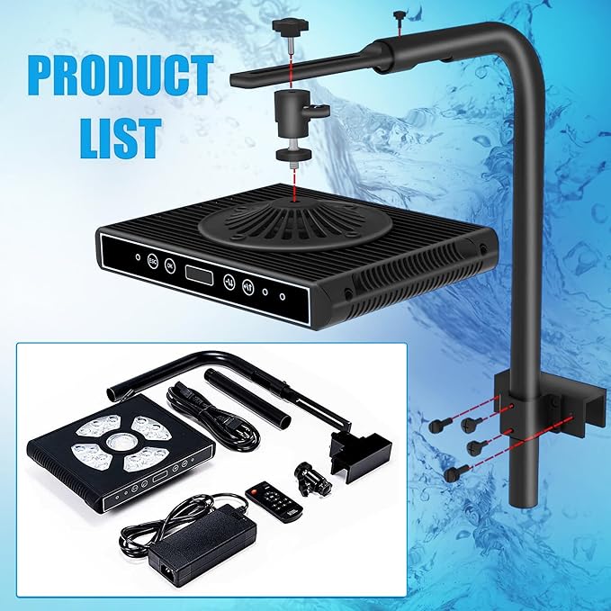 Aquarium Lights-100 watt 5 Channels Sunrise Sunset Moonlight Reef Lights for Coral SPS LPS Saltwater Tank(Black) (A100, WATTS, 100)